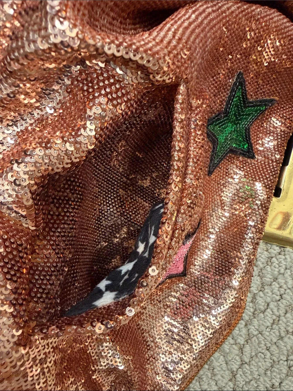 Sequin Rose Gold Star Bomber Jacket